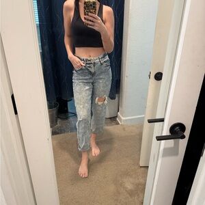 Express Women's Distressed Acid-Wash Boyfriend Jeans - Mid-rise